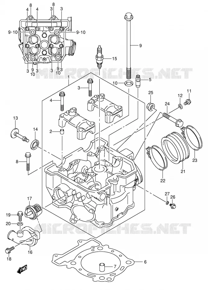 CILINDERKOP Suzuki MOTO 400 DR-Z 2001  DR-Z400SK1(E2)