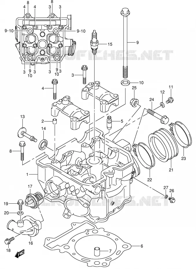 CILINDERKOP Suzuki MOTO 400 DR-Z 2001  DR-Z400SK1(E3/E28)