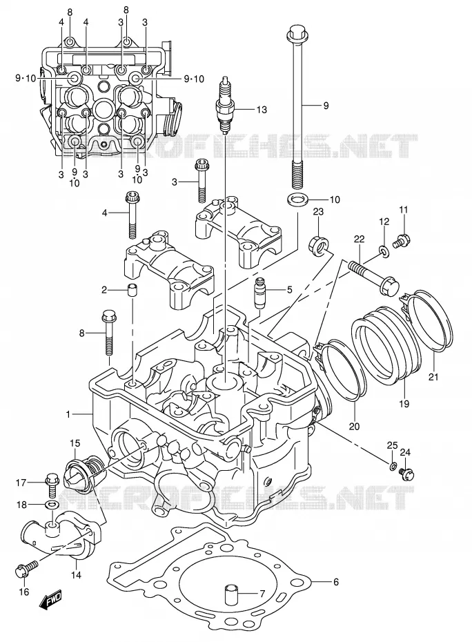 CILINDERKOP Suzuki MOTO 400 DR-Z 2009  DR-Z400SK9(E3/E28)