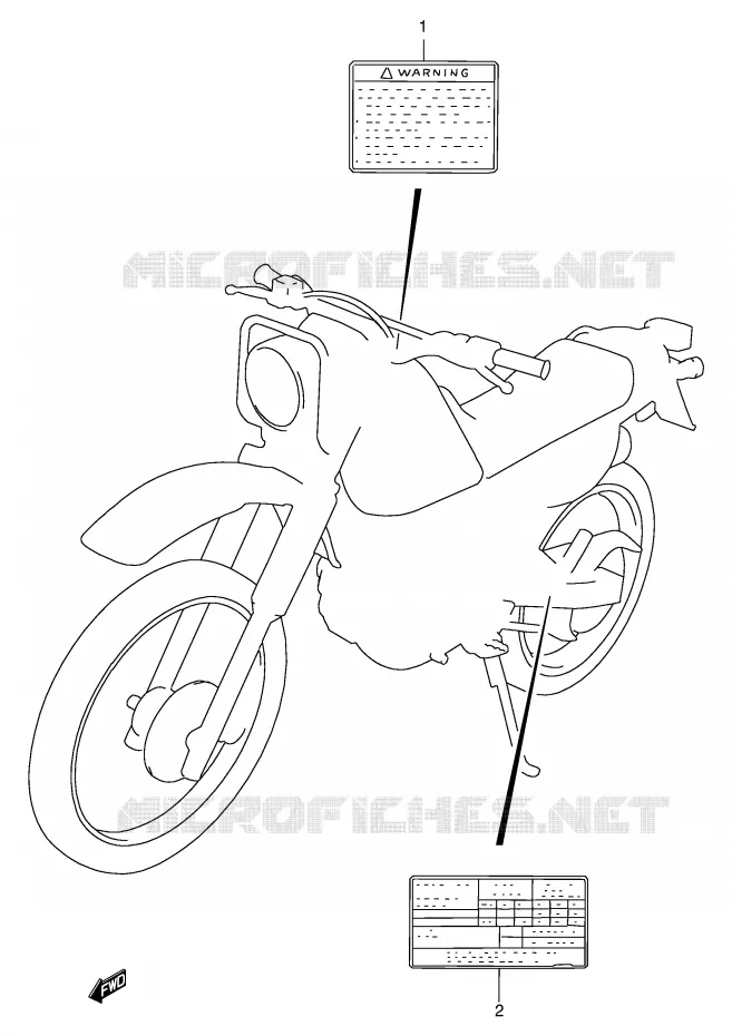 ETIKET (MODELE R/S/T/V/W) Suzuki MOTO 125 DR 1998  DR125SEUW(E4)