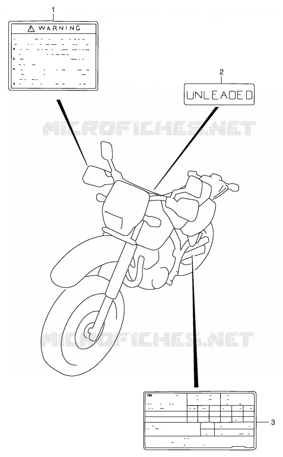 ETIKET (MODELE Y) Suzuki MOTO 650 DR 1998  DR650SEW(E4)
