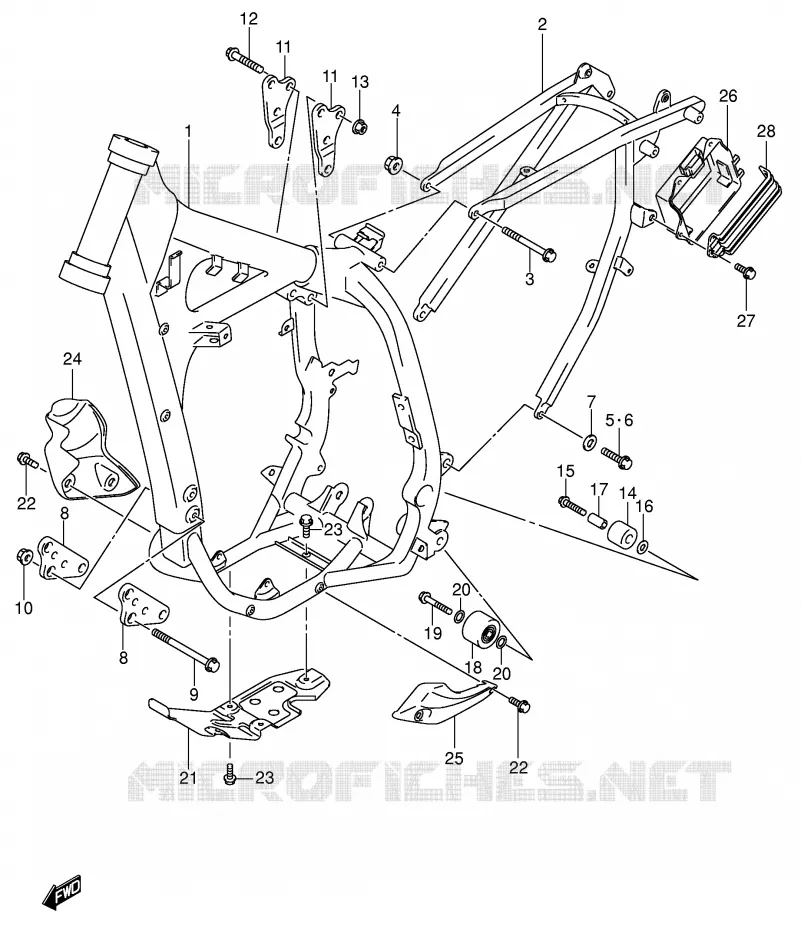 FRAME (MODELE K1/K2/K3/K4) Suzuki MOTO 400 DR-Z 2003  DR-Z400EK3(E1)