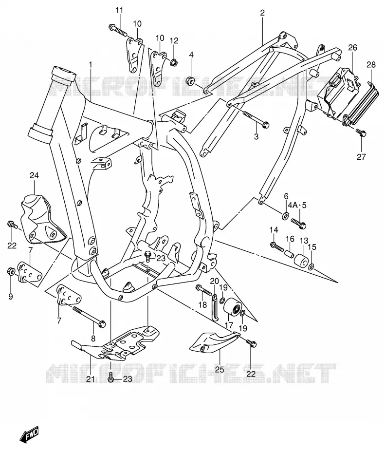 FRAME (MODELE Y) Suzuki MOTO 400 DR-Z 2004  DR-Z400EK4(E1)
