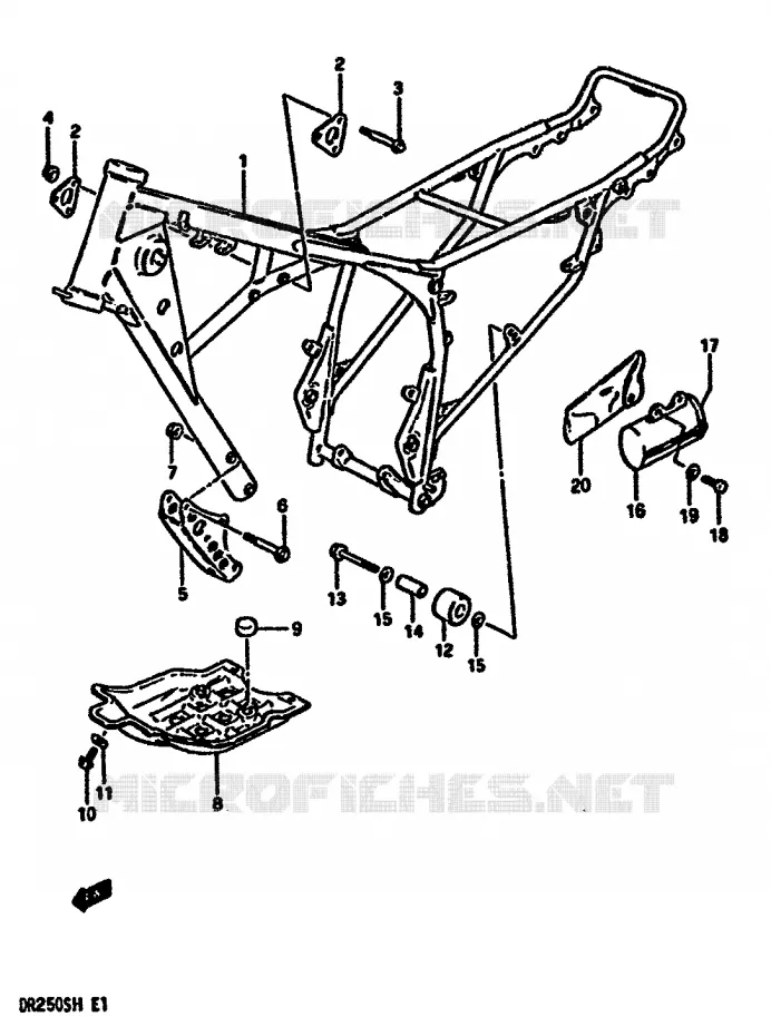 FRAME Suzuki MOTO 250 DR 1987  DR250SH(E/F/G/H)
