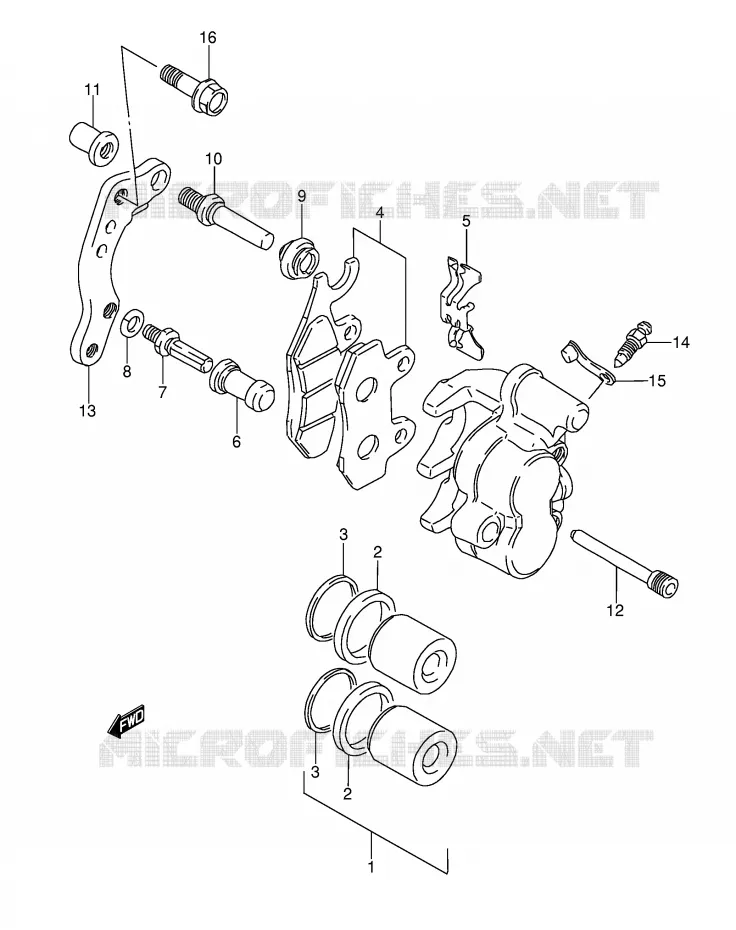 FRONT CALIPER (MODELE N/P/R/S/T) Suzuki MOTO 350 DR 1990  DR350L(E3)