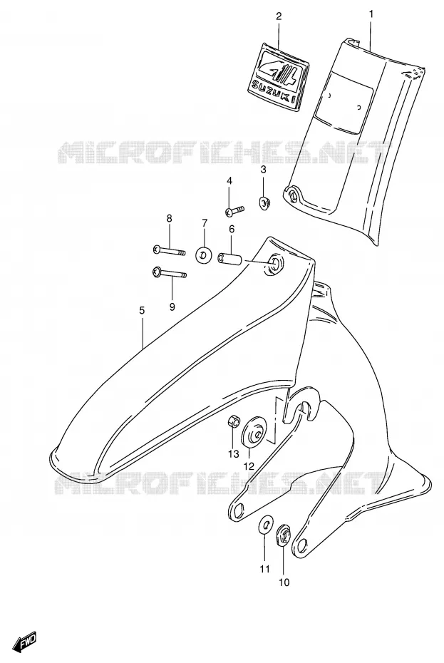 FRONT FENDER (MODELE G/R/S/V) Suzuki SCOOTER 100 FB 1997  FB100V(E71)