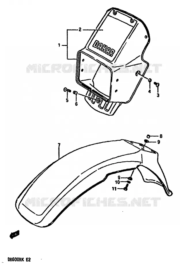 FRONT FENDER (MODELE G) Suzuki MOTO 600 DR 1988  DR600RJ(E2)