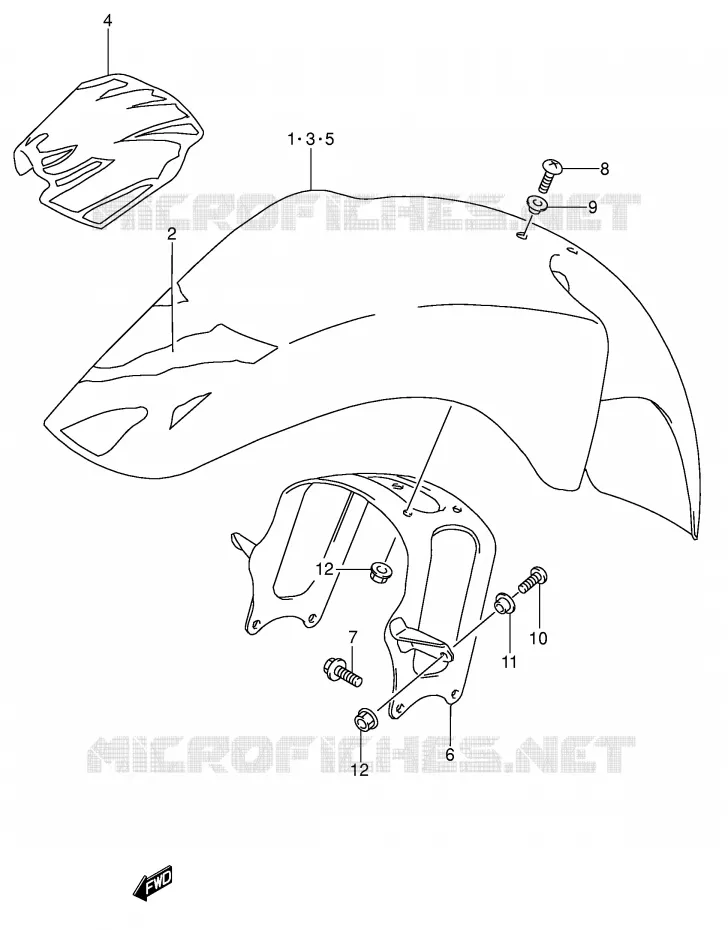 FRONT FENDER (MODELE M/N/P/R/S) Suzuki MOTO 650 DR 1996  DR650RSEUT(E4)