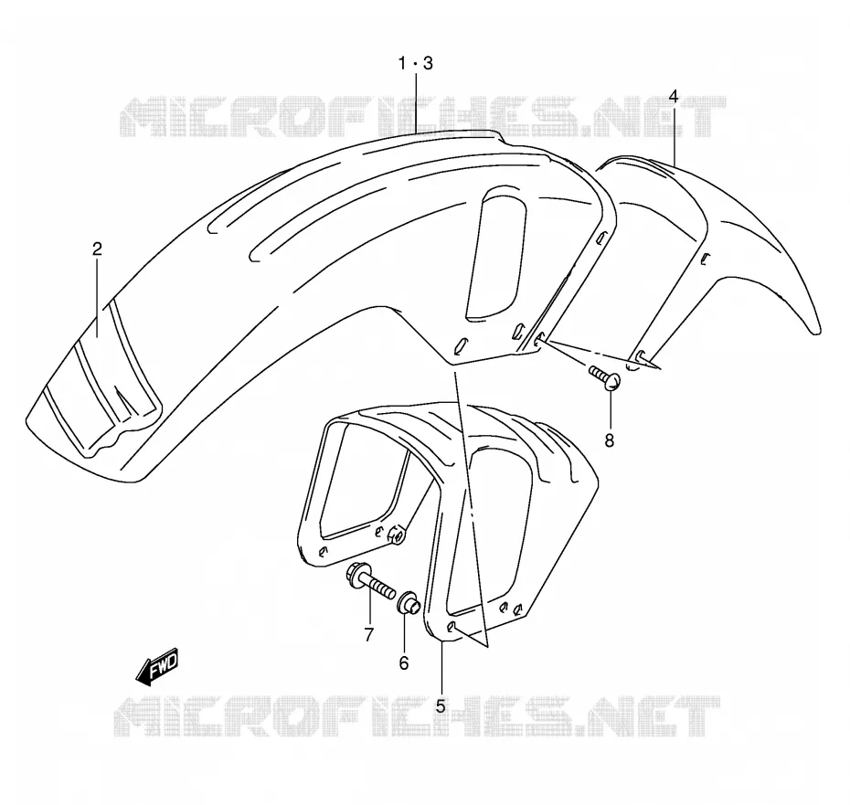 FRONT FENDER (MODELE M/N/P/R/S) Suzuki MOTO 800 DR 1991  DR800SM(E4)