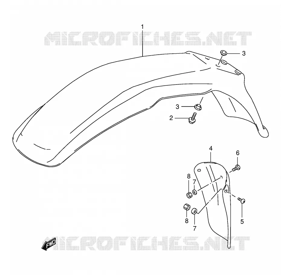 FRONT FENDER (MODELE R/S/T/V/W) Suzuki MOTO 125 DR 2000  DR125SEY(E4)