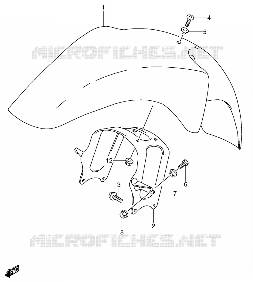 FRONT FENDER (MODELE T) Suzuki MOTO 650 DR 1993  DR650RSEP(E4)
