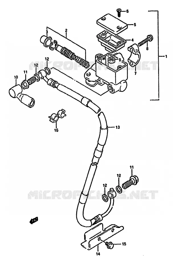 FRONT HOOFDREMCILINDER (DR350SHN/SHP/SHR) Suzuki MOTO 350 DR 1990  DR350SL(L/M/N/P/R)