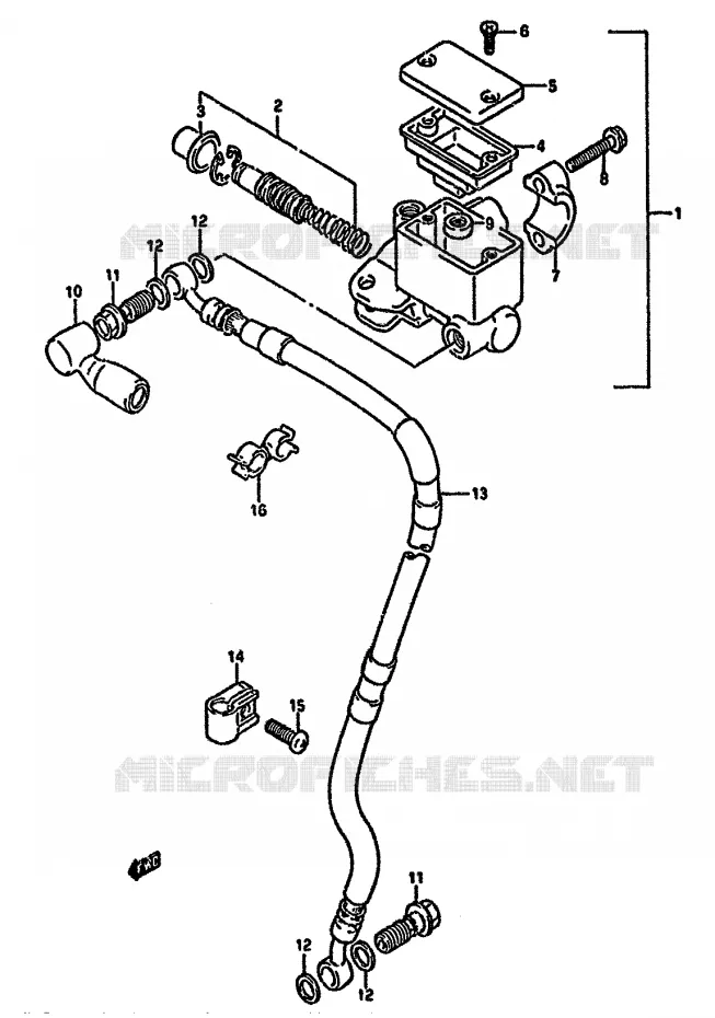 FRONT HOOFDREMCILINDER (DR350SL/SM/SN/SP/SR) Suzuki MOTO 350 DR 1994  DR350SHR(L/M/N/P/R)