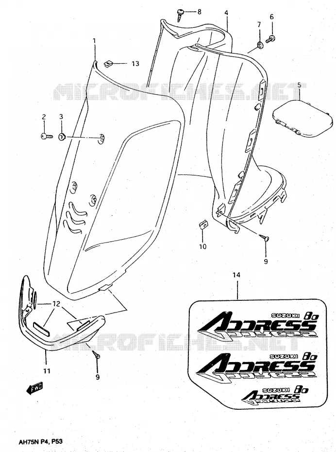 FRONT KUIP Suzuki SCOOTER 75 ADDRESS 1992  AH75N