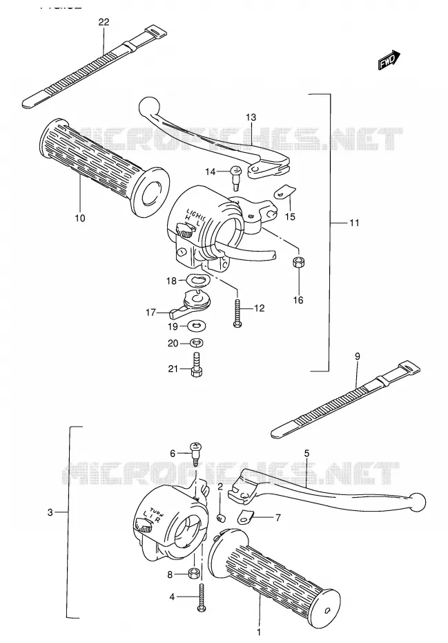 HANDGRIPS - LEVERS Suzuki MOTO 100 AP 1996  AX100T(E94)