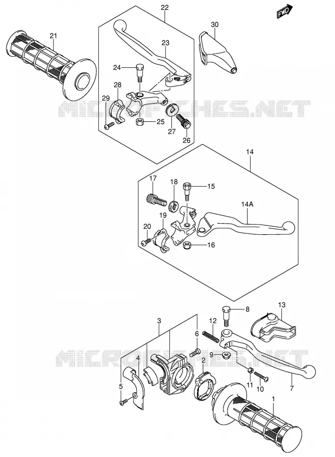HANDGRIPS - LEVERS Suzuki MOTO 125 DR-Z 2007  DR-Z125LK7(E3/E28)