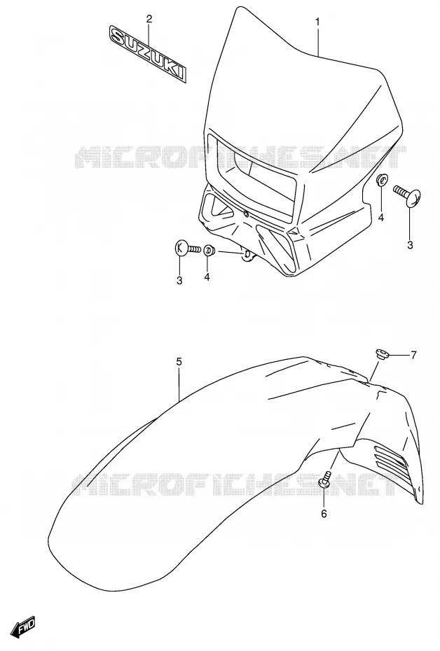 HEADLIGHT BOWL (MODELE K4 E24) Suzuki MOTO 650 DR 2004  DR650SEK4(E4)