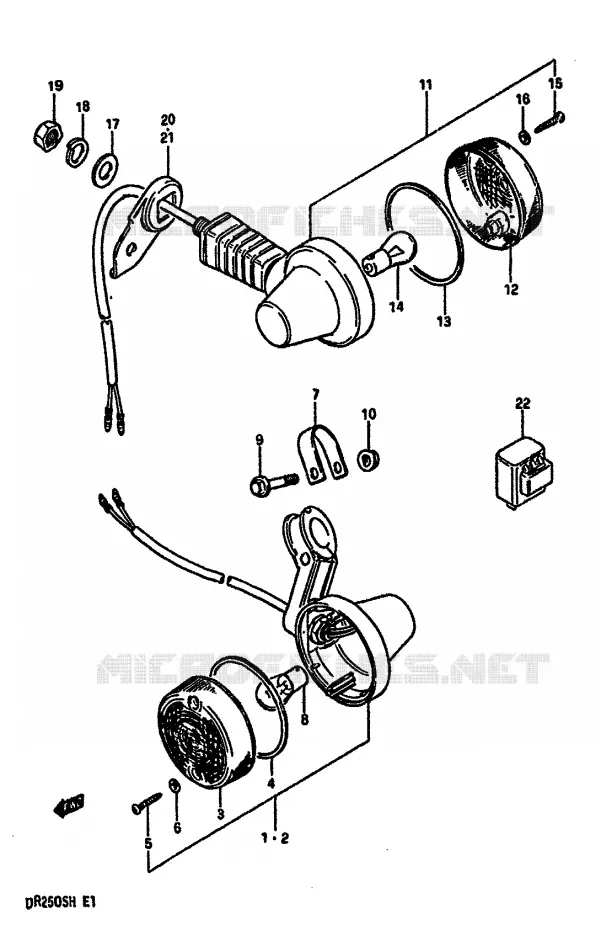 INDICATOREN (E1,E4,E6,E15,E21,E24,E25,E41) Suzuki MOTO 250 DR 1985  DR250SF(E/F/G/H)