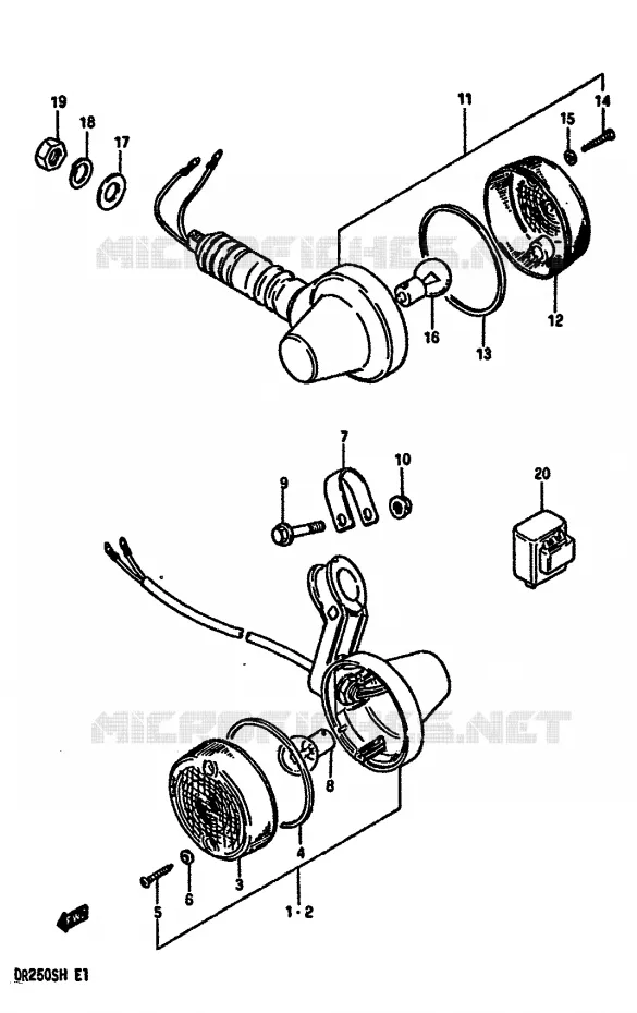 INDICATOREN (E2) Suzuki MOTO 250 DR 1987  DR250SH(E/F/G/H)
