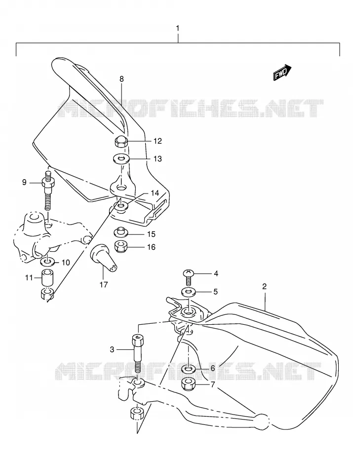 KNUCKLE COVERS (OPTION)(MODELE R/S/T/V/W) Suzuki MOTO 125 DR 2000  DR125SEY(E4)