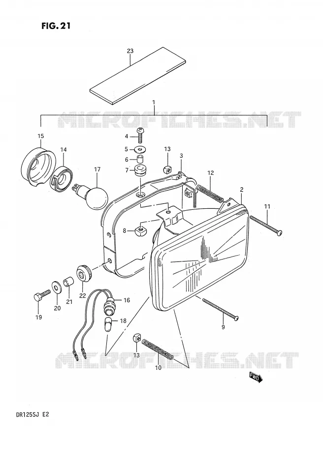 KOPLAMP (E2, E4, E15, E18, E21, E70) Suzuki MOTO 125 DR 1985  DR125SF(E2)