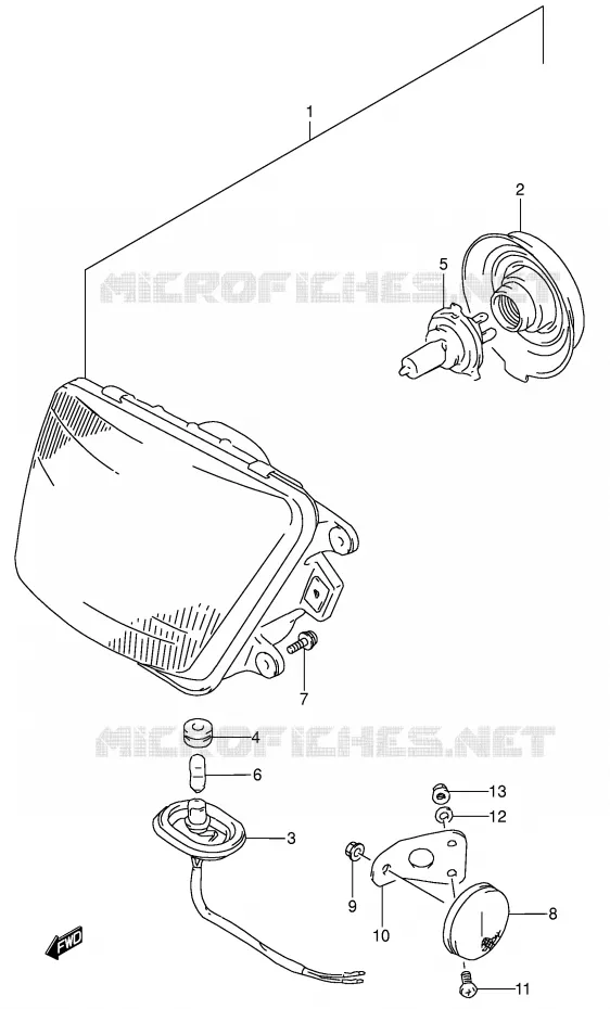 KOPLAMP (MODELE M/N/P/R) Suzuki MOTO 650 DR 1995  DR650RSES(E4)