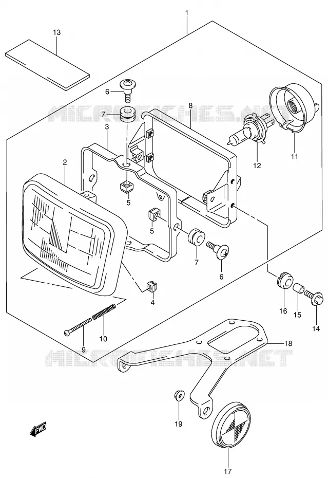 KOPLAMP (MODELE Y/K1) Suzuki MOTO 400 DR-Z 2002  DR-Z400SK2(E3/E28)