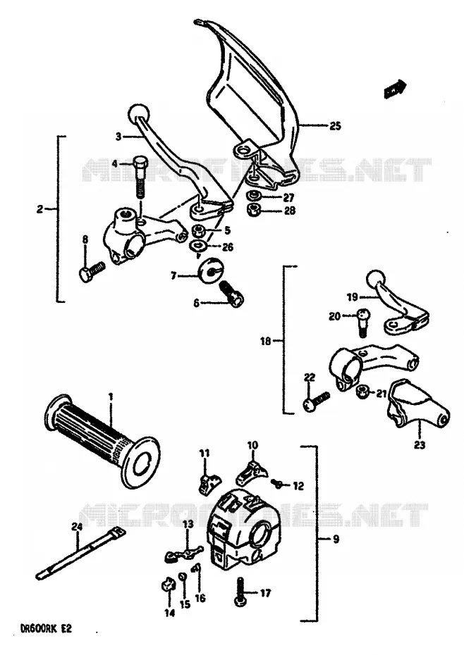 LINKER HANDGREEP (MODELE G) Suzuki MOTO 600 DR 1988  DR600RJ(E2)