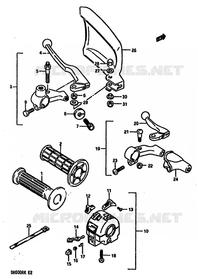 LINKER HANDGREEP (MODELE H/J) Suzuki MOTO 600 DR 1987  DR600RUH(E2)