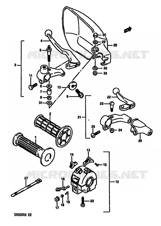 LINKER HANDGREEP (MODELE K) Suzuki MOTO 600 DR 1988  DR600RUJ(E2)
