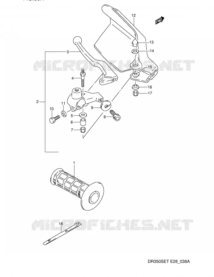 LINKER HENDEL - HANDGREEP (MODELE R/S/T) Suzuki MOTO 350 DR 1990  DR350SL(E28)