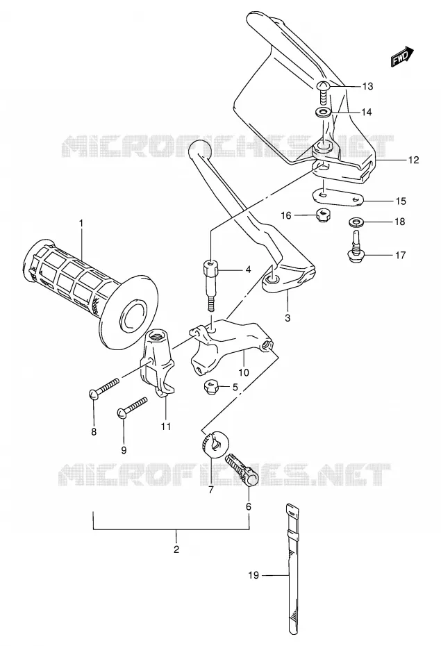 LINKER HENDEL - HANDGREEP (MODELE R/S/T) Suzuki MOTO 350 DR 1999  DR350SEX(E2)
