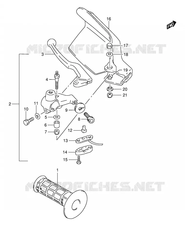LINKER HENDEL - HANDGREEP Suzuki MOTO 650 DR 1996  DR650SET(E4)