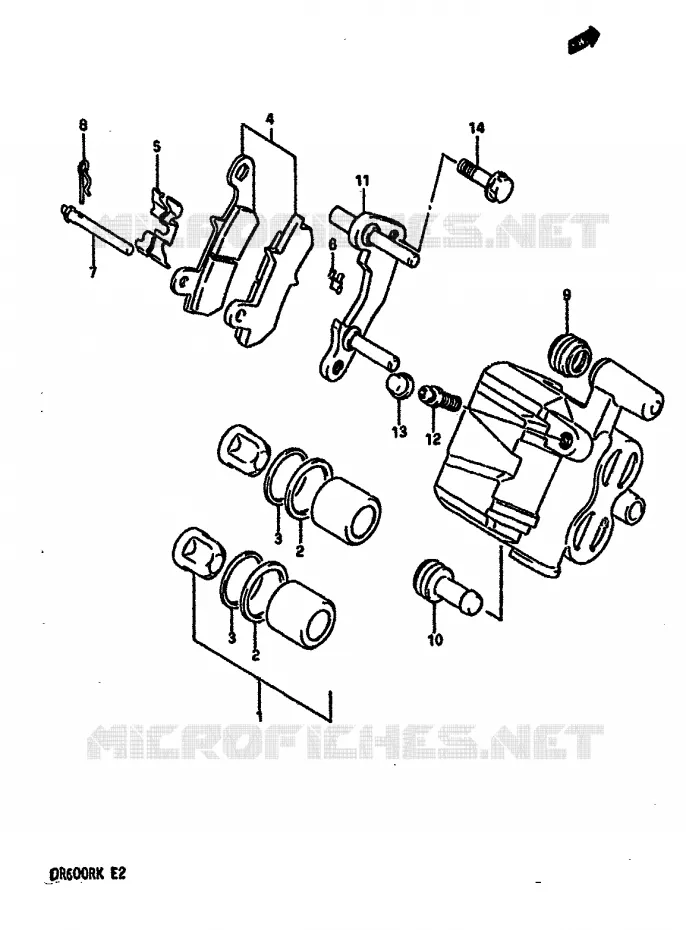 REAR CALIPER (MODELE K) Suzuki MOTO 600 DR 1987  DR600RH(E2)