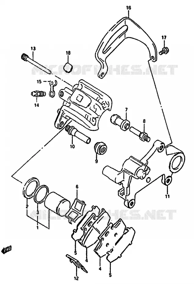 REAR CALIPER (MODELE L/M) Suzuki MOTO 350 DR 1993  DR350SP(L/M/N/P/R)