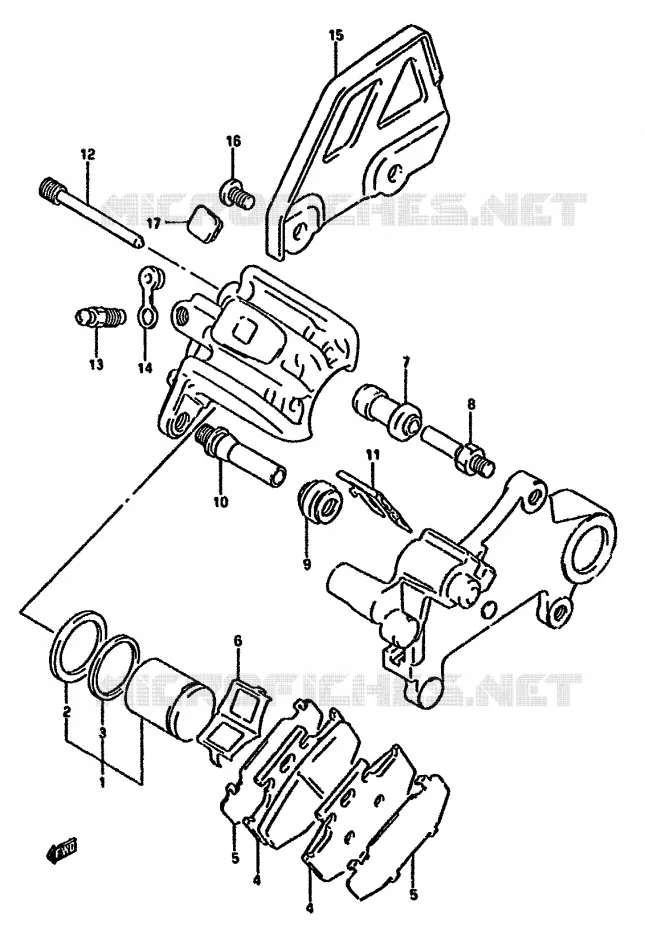 REAR CALIPER (MODELE R) Suzuki MOTO 350 DR 1992  DR350SN(L/M/N/P/R)
