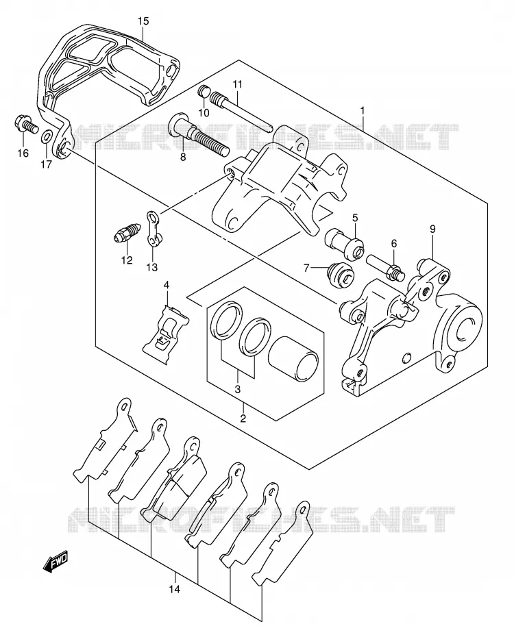 REAR CALIPER Suzuki MOTO 400 DR-Z 2009  DR-Z400EK9(E1)