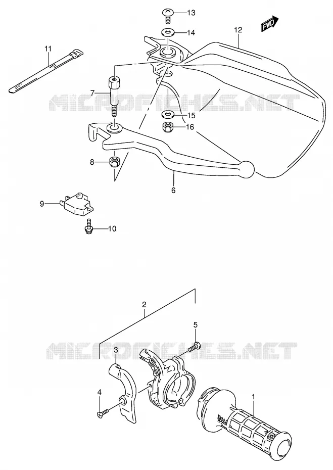 RECHTER HENDEL - HANDGREEP (MODELE M) Suzuki MOTO 650 DR 1996  DR650RSET(E4)