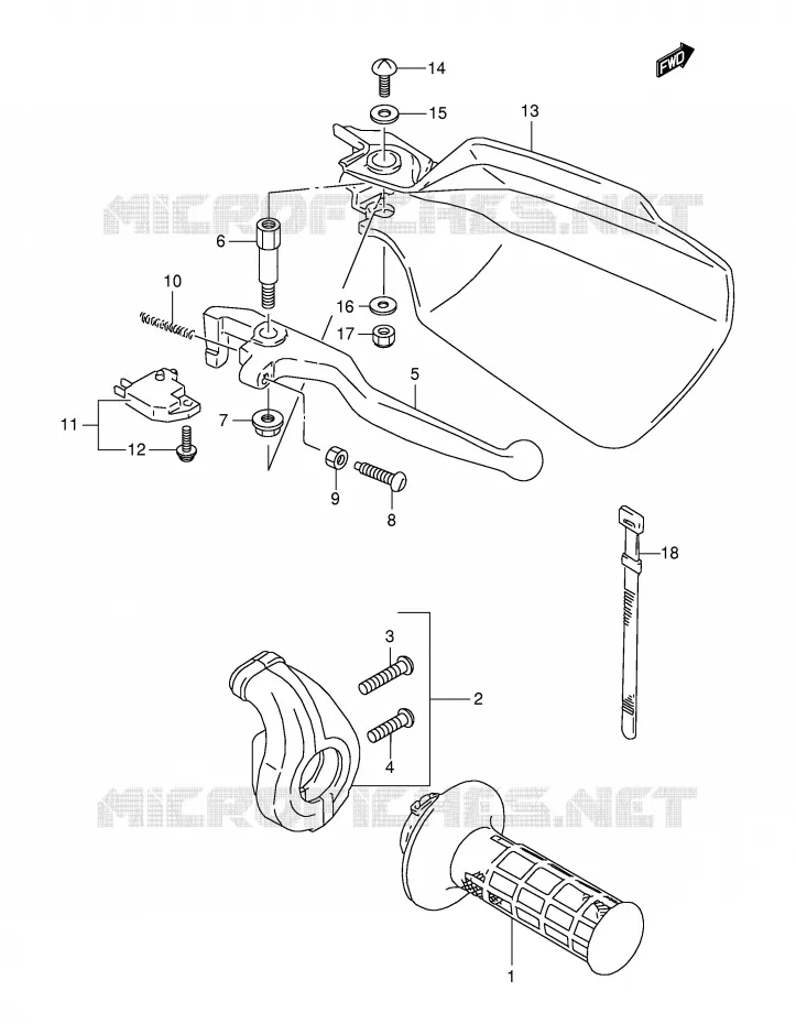 RECHTER HENDEL - HANDGREEP (MODELE R/S/T) Suzuki MOTO 350 DR 1997  DR350SEV(E2)