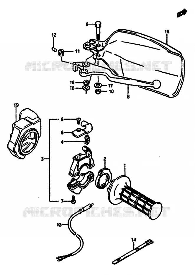 RIGHT SWITCH - HANDGREEP (MODELE H/J/K E18) Suzuki MOTO 600 DR 1986  DR600SG(E2)