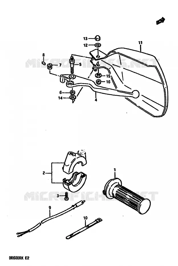RIGHT SWITCH - HANDGREEP (MODELE H/J/K) Suzuki MOTO 600 DR 1987  DR600RUH(E2)