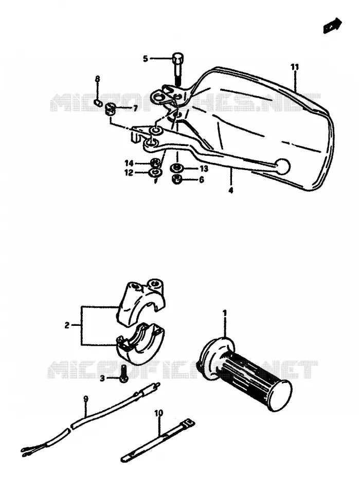 RIGHT SWITCH - HANDGREEP Suzuki MOTO 600 DR 1986  DR600SUG(E2)