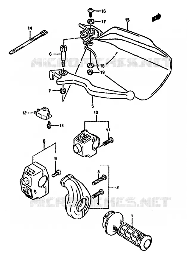 RIGHT SWITCH - HANDGREEP Suzuki MOTO 650 DR 1993  DR650RP(N/P/R)