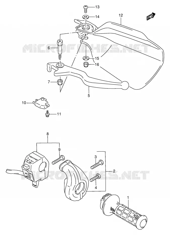 RIGHT SWITCH - HANDGREEP Suzuki MOTO 650 DR 1994  DR650RER(E2)