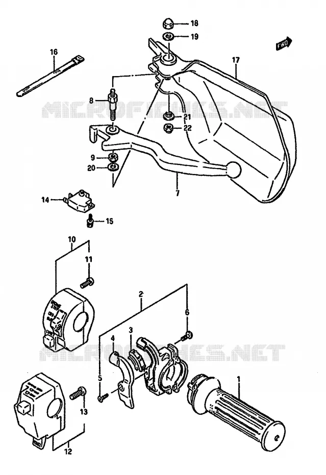 RIGHT SWITCH - HANDGREEP Suzuki MOTO 750 DR 1989  DR750SK(J/K)
