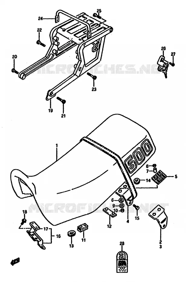 SEAT (MODELE K) Suzuki MOTO 600 DR 1988  DR600SJ(E2)