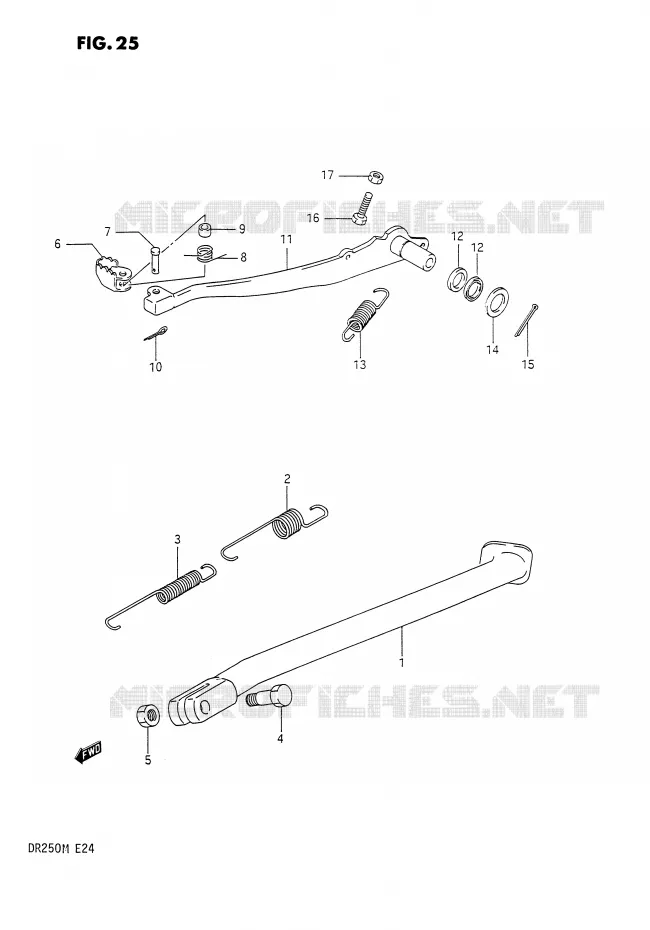 STAND - ACHTER REMPEDAAL Suzuki MOTO 250 DR 1990  DR250L(E24)