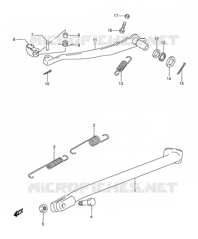 STAND - ACHTER REMPEDAAL Suzuki MOTO 350 DR 1992  DR350N(E3)