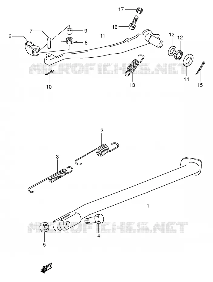 STAND - ACHTER REMPEDAAL Suzuki MOTO 350 DR 1994  DR350R(E1)