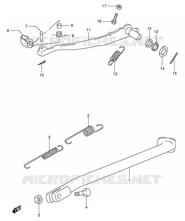 STAND - ACHTER REMPEDAAL Suzuki MOTO 350 DR 1997  DR350V(E1)